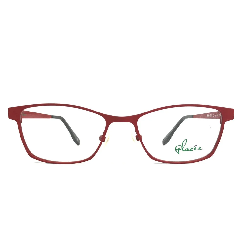 Glacee Eyeglasses Frames MOD 6724 C3 Red Gray Cat Eye Full Rim 51-18-140